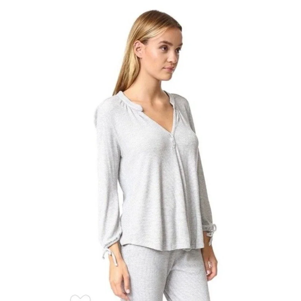 Eberjey Ula Peasant Waffle Knit Pajama Shirt Sz S Loungewear Cozy